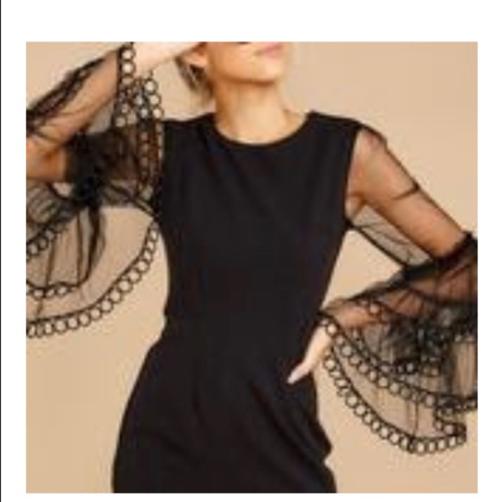 Women’s RDB Black Dress with Sheer Detail Sleeve